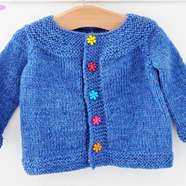 Digitaler Strickschnitt Cardigan Sweater - Orla an jeden Tag Seamless Top Down Yoked Cardigan (5 Größen für 0 -5 Jahre)