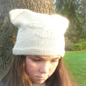 Cute Cat Knit Hat Pattern with Ears, Quick & Easy Knit for Gifts Christmas Presents 6 sizes from Baby to Adult L image 5