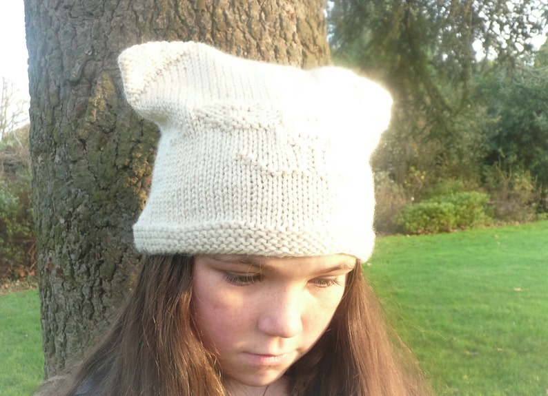 Cute Cat Knit Hat Pattern with Ears, Quick & Easy Knit for Gifts Christmas Presents 6 sizes from Baby to Adult L image 5