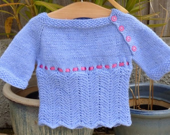Knitting Pattern Baby Child Sweater Jumper 4 ply -  a Top Down Seamless Sweater (5 Sizes for 0 - 4 years) - Grace