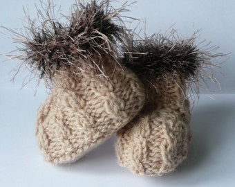 Knitting Pattern Baby Booties - Fabulously Furry Baby Boots