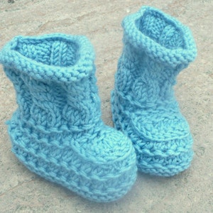 Baby Knits Pattern Baby Booties Shoes Teal Textured Baby Boots 3 Sizes Newborn 12 Mths image 5