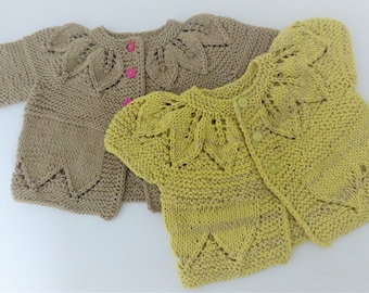 Knitting Pattern Top Down Baby & Children's Cardigan Maristella - 6 sizes 0 - 7yrs, seamless lacy yoke, DK yarn, Digital Pattern Download