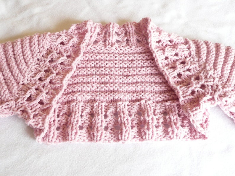 Knitting PATTERN Seamless Top Down BABY Girl SHRUG Cardigan Sweater Eva an everyday lacy shrug image 4