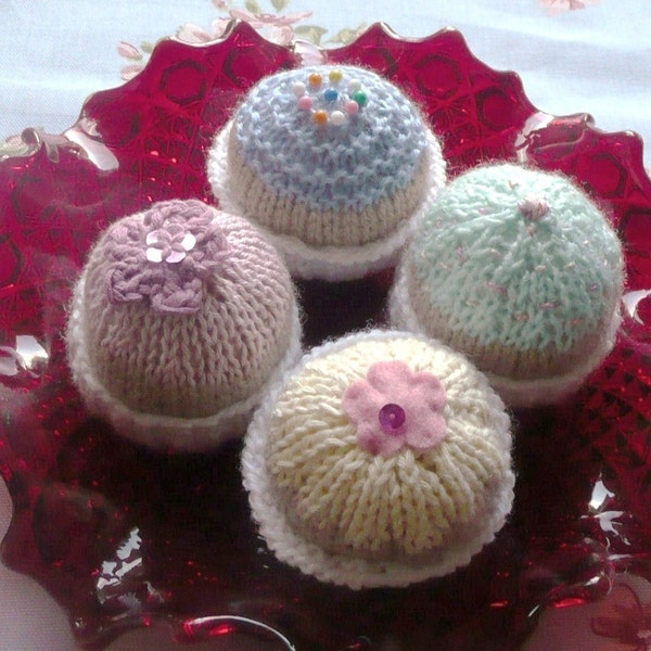 Knitted Toy Food Pattern - Cute Cupcakes PDF Knitting Pattern - Handmade Gift Toy Role Play Cafe