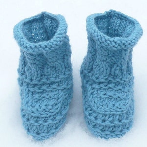 Baby Knits Pattern Baby Booties Shoes Teal Textured Baby Boots 3 Sizes Newborn 12 Mths image 3