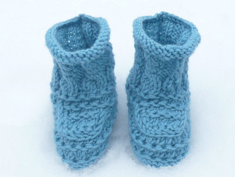 Baby Knits Pattern Baby Booties Shoes Teal Textured Baby Boots 3 Sizes Newborn 12 Mths image 3