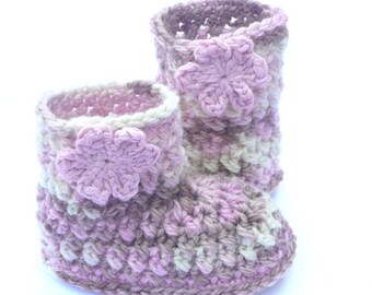 Crochet PATTERN BABY Booties - Multicolour Baby Boots (3 sizes to fit 0 - 12mths)