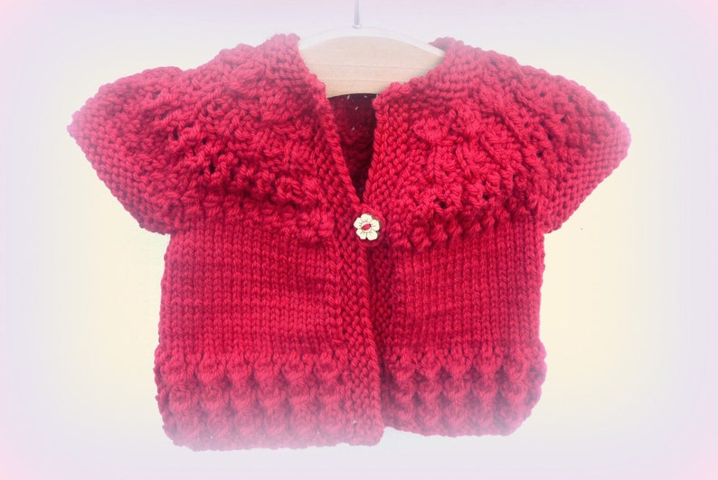Knitting PATTERN Seamless Top Down Baby Girl CARDIGAN Jacket Sweater
