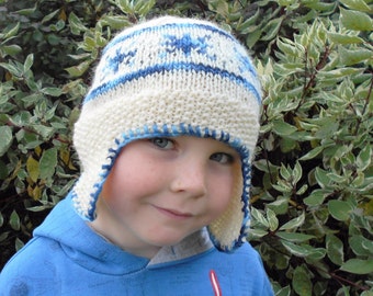 Knitting Pattern Hat Beanie Aviator Hat with Earflaps - Nordic Nights Hat (4 Sizes Toddler - Adult)