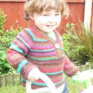 Knitting Pattern Sweater Jumper Jamie a Top Down Seamless Stripy Sweater 6 Sizes for 0 7 years image 1