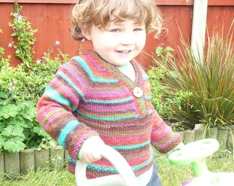 Knitting Pattern Sweater Jumper - Jamie a Top Down Seamless Stripy Sweater (6 Sizes for 0 - 7 years)