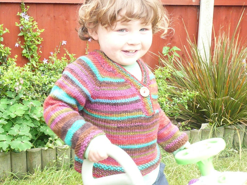 Knitting Pattern Sweater Jumper Jamie a Top Down Seamless Stripy Sweater 6 Sizes for 0 7 years image 1