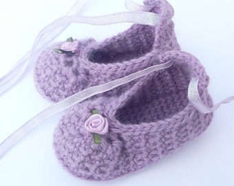 Baby Easy Crochet Pattern - Baby Booties Shoes Sandals - Posh Purple Party Shoes - 3 Sizes Newborn - 12 Mths Handmade Baby Shower Present