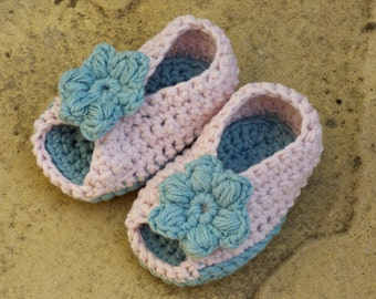 Patrón de crochet zapatos de bebé botines sandalias - sandalias de bebé con punta abierta - (4 tamaños 0 - 12 meses)