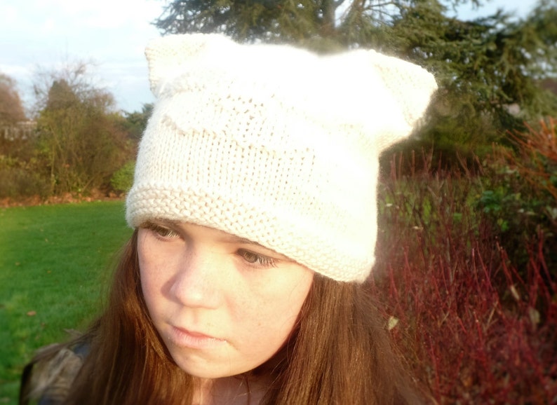Cute Cat Knit Hat Pattern with Ears, Quick & Easy Knit for Gifts Christmas Presents 6 sizes from Baby to Adult L image 4