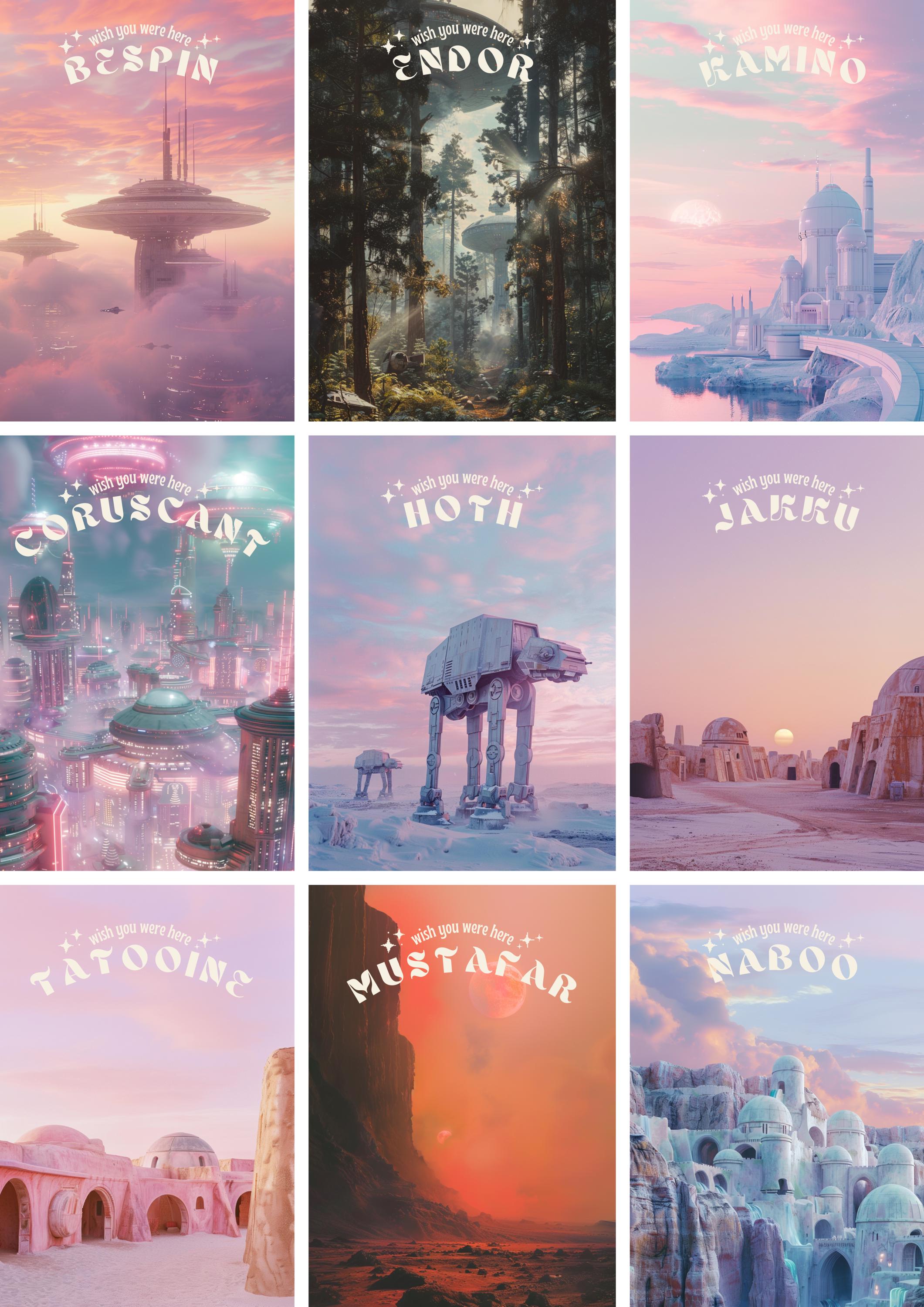 Star Wars Galaxy Postcard Set - Vintage Travel Art Prints - Etsy