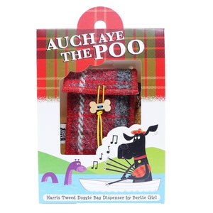 Auch Aye the Poo Red Harris Tweed Dog Bag Dispenser Dog Lover Funny Pet Owner Dog Walker Labrador Spaniel Retriever Scottie Cairn Terrier