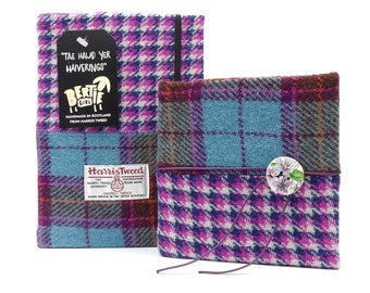 Harris Tweed notebooks A5 and square using UK Made Paper Journal Diary Sketchbook Handmade in Scotland UK Valentine Mothers Day Gift