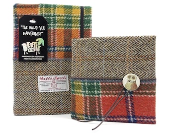 Harris Tweed Notebooks A5 Square UK Made Blank Paper Journal Sketchbook Diary Valentine Gift For Men Bird Watchers Handmade in Scotland UK