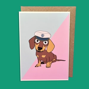 Dachshund Sailor Card, Birthday Card, Greeting, Sailor Hat, Sausage Dog, Doxie Gift, Dog Mom, Dog Notecard