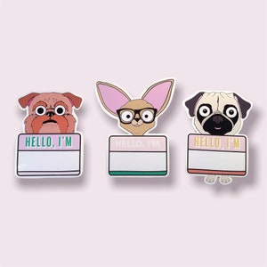 Set di adesivi in vinile per cani, Grifone di Bruxelles, Chihuahua, Carlino, Adesivi, Etichette, NameTag, Adesivo per bottiglie d'acqua, Adesivo per laptop, Diario, Decalcomanie