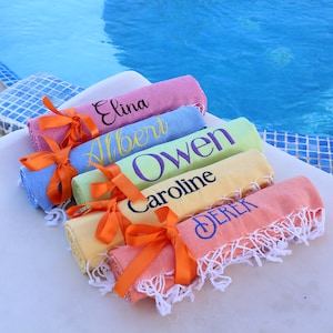 Personalized Gifts Beach Towel Custom Embroidery Perfect Wedding Or Engagement Gift, Boyfriend Gift, Girlfriend Gift, Monogrammed Gifts