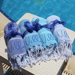 Toalla de playa personalizada, regalos personalizados, toalla turca, despedida de soltera, regalos para damas de honor, fiesta en la piscina, viaje de chicas, recuerdos de boda