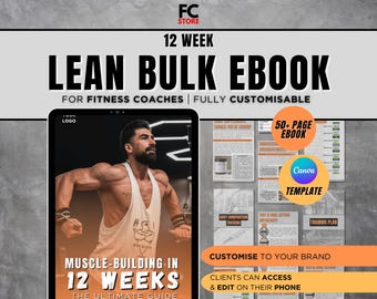 12 Wochen Muskelaufbau Ebook Vorlage für Fitness Coaches (Canva PDF)