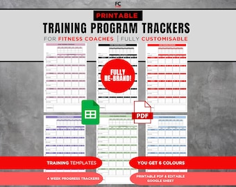 Printable Training Trackers | Fitness Program | Personal trainers | Online coaches | customise and rebrandable