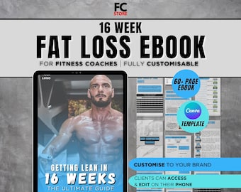Plantilla de libro electrónico de fitness de 16 semanas para entrenadores: Programa de pérdida de grasa personalizable (descarga en PDF)