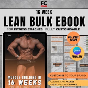 16 Week Muscle Building Ebook Template for Fitness Coaches (Canva PDF)