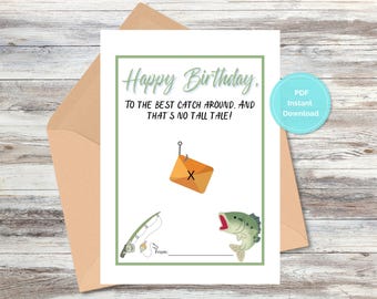 Fishing Birthday Gift Card Holder Printable (Digital Download)