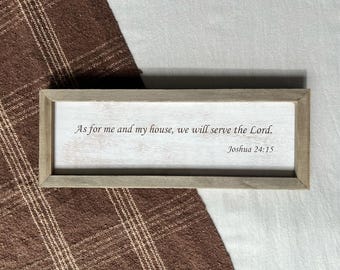 Gift for Her, Christian Gift, House Warming, As For Me And My House We Will Serve The Lord, Scripture, Framed Wall Art.