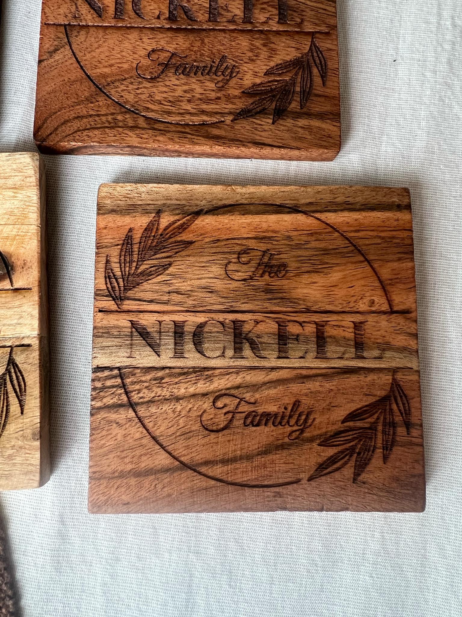 Personalized Coaster set, Pot holder, Custom housewarming gift, Wedding Gift, Kitchen and Dining