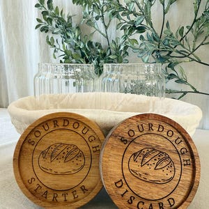 Sourdough Starter Kit: Acacia Wood Lids, Banneton, Glass Jars