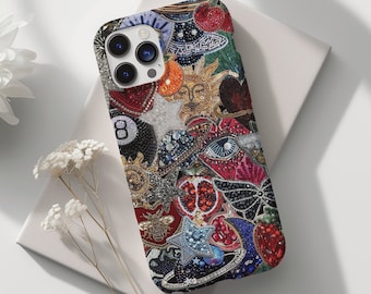 Vintage Mosaic Tiles Collage Phone Case, Scrapbook Art, Cute Preppy Aesthetic, Trendy iPhone 16 15 14 13 12 11 X Pro Samsung S23 S22 S21