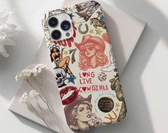 Coastal Cowgirl, Western Collage Phone Case, Cowboy Southern Coquette Aesthetic, Cute & Trendy Wild West, iPhone 16 15 14 13 12 11 X Samsung