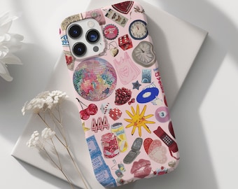 Cute Pink, Coquette Phone Case, Vintage Collage Phone Case, Trendy Scrapbook Trinkets, Girly Aesthetic iPhone 16 15 14 13 12 11 X Samsung