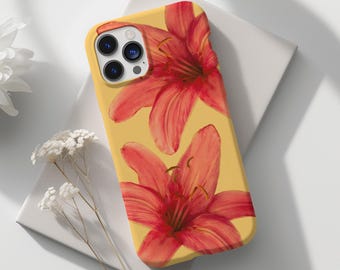 Blooming Tiger Lily Phone Case, Orange Lilies, Floral Aesthetic, iPhone 17 16 15 14 13 12 11 X Samsung S26 S25 S 24 S23 S22