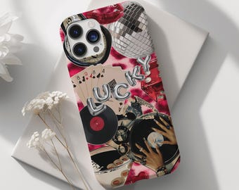 Cool Girl, Pink, Leopard Print Collage Phone case, Lucky Mirrorball, Cute Trendy Aesthetic Phone Cover, iPhone 16 15 14 13 12 11 X Samsung