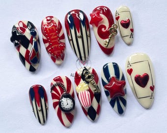 DIABLO | Little Red Devil Press on Nails | Hand-paint Nail Art