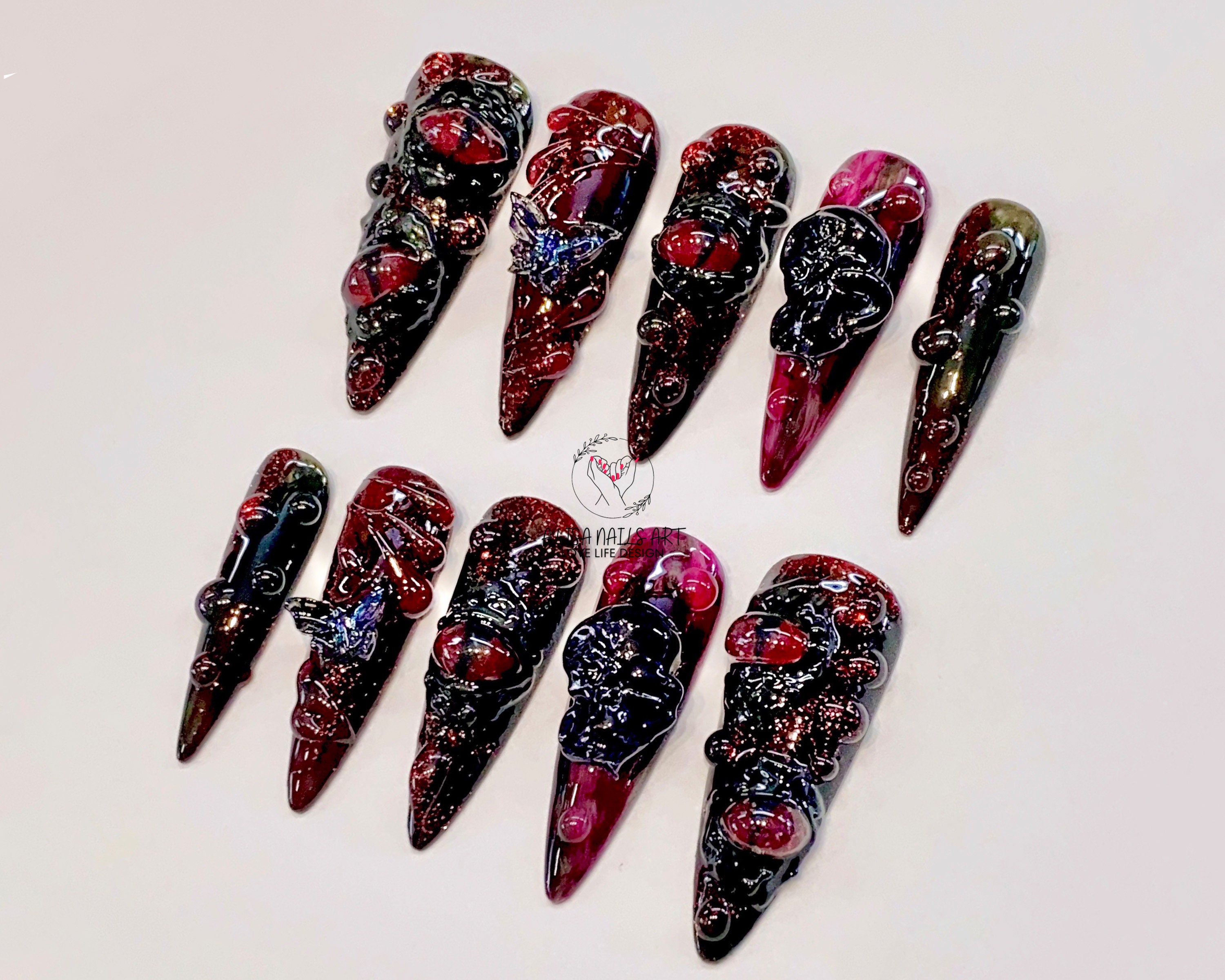 Freestyle With Spooky Eyes Halloween Long Stiletto Press on