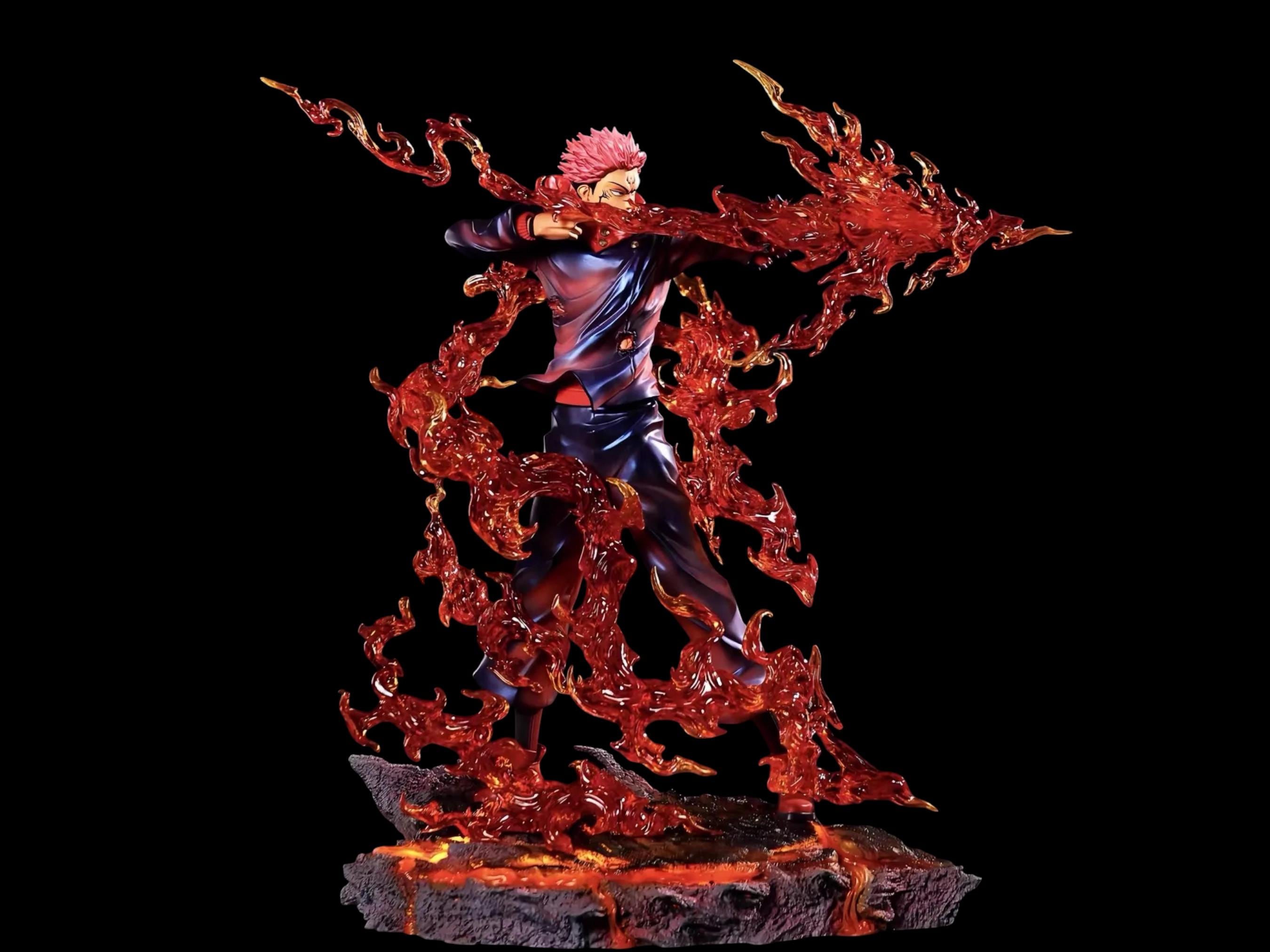 Statue Sukuna Jujutsu Kaisen - 30 Cm - Base Rocher Flammes Maudites - PVC 2025