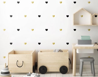 Hearts Pattern Wall Decal, Hearts Wall Sticker, Hearts Room Decor, Hearts Decal for Kids Room Nursery Room, Instant Wallpaper Decals