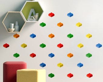 Building Blocks Wall Decal, Cubes Wall Stickers, Building Blocks Cubes Wall Decor, Blocks Wall Decor,  Nursery Kids Room Decor