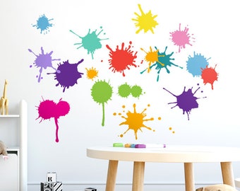 kleur splash muur sticker, verf spat muur sticker, inkt splash muur sticker, kleuren muur sticker voor kinderkamer kinderkamer decor