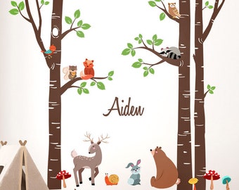 Forest Animals  Wall Decal, Forest Trees Wall Decal, Woodland Animals Wall Decal, Woodland Critters Wall Decal, Kids Room Sticker