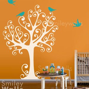 Ornamental Tree with Birds - Large - ON SALE - Vinyl Wall Decal for Nursery Kids Room