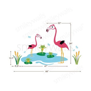 Nursery Vinyl Wall Decal Happy Flamingos and Froggies Dragonflies Bambini Bambini Adesivo adesivo per decalcomanie da parete Decorazione da parete Adesivo da parete Nursery immagine 4